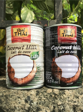 Real Thai Coconut Mlik Lait De Coco（Lite）丽尔泰椰浆400ml