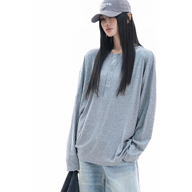 kk soul简约松弛感ins纯色长袖慵懒风宽松T恤小众通勤春季罩衫,女装/女士精品,T恤,淘宝优惠券,粉丝福利购,淘宝优惠卷