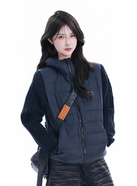 kk soul冬季新款假两件针织拼接白鸭绒羽绒服高级感保暖休闲外套