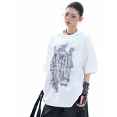 T恤 设计感oversize休闲潮牌小众夏季 soul美式 街头印花情侣半袖