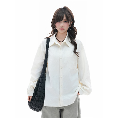 kk soul韩系ins简约中性风通勤POLO领衬衫女慵懒感百搭宽松衬衣潮