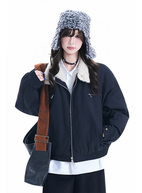 kk soul美式复古解构设计短款棉服女冬季潮牌保暖百搭无性别棉衣