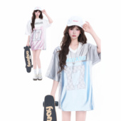 t恤休闲泽西风球衣潮 短袖 soul蕾丝透气宽松设计感小众夏季 新款