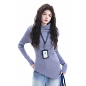 毛衣 上衣高级设计感纯色修身 soul冬季 氛围感高领不规则针织衫