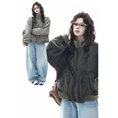 soul复古高级感双面穿加绒飞行员夹克秋冬cleanfit工装 上衣潮