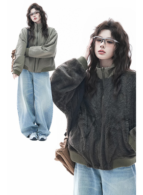 kk soul复古高级感双面穿加绒飞行员夹克秋冬cleanfit工装上衣潮