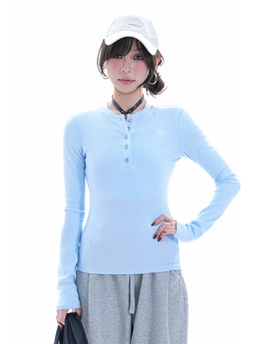 kk soul早春cleanfit纯色显瘦百搭T恤小众甜酷修身短款设计感长袖