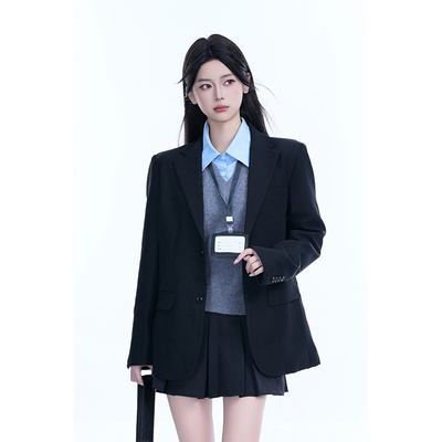 黑色西装外套女高级感小众设计