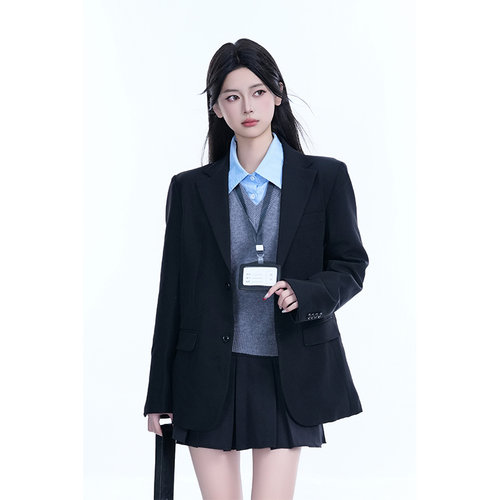 黑色西装外套女高级感小众设计