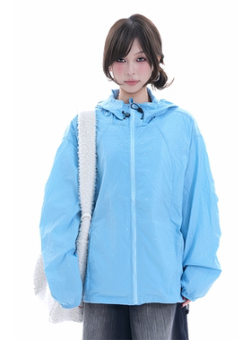 kk soul运动休闲百搭纯色防晒外套设计感小众宽松夹克户外防晒衣