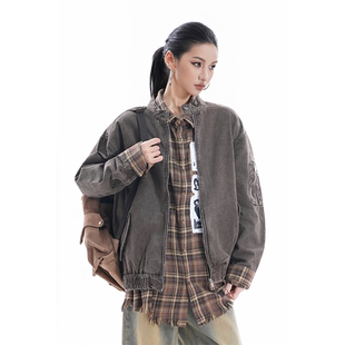 kk soul美式复古cleanfit水洗牛仔棒球风外套中性风底特律夹克潮