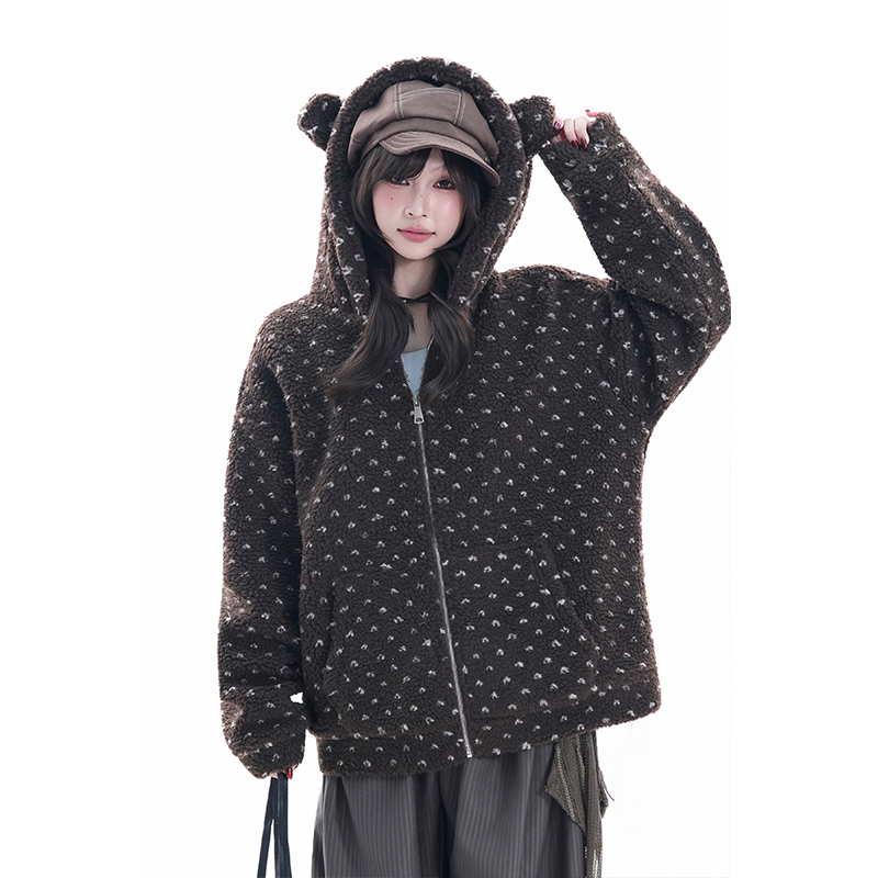 kk soul韩系甜美羊羔绒连帽棉服女春季学院风慵懒感超好看外套潮,女装/女士精品,棉衣/棉服,淘宝优惠券,粉丝福利购,淘宝优惠卷