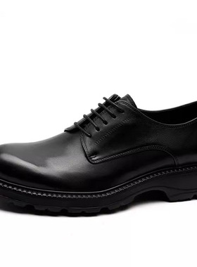 意大利进口沙驰男鞋2024夏季新款头层牛皮厚底正装皮鞋ISMV5B2227