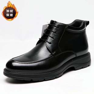 沙驰男鞋正品2023冬季款牛皮特小码36 37高帮加绒厚底休闲棉皮鞋