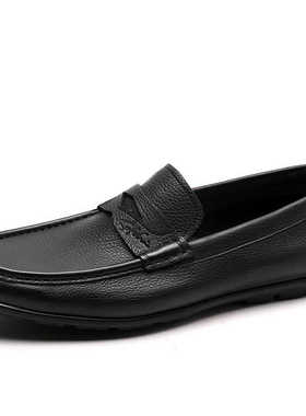 沙驰男鞋2024夏款进口牛皮休闲乐福豆豆鞋ISMV5B2170 ISMV5B2172