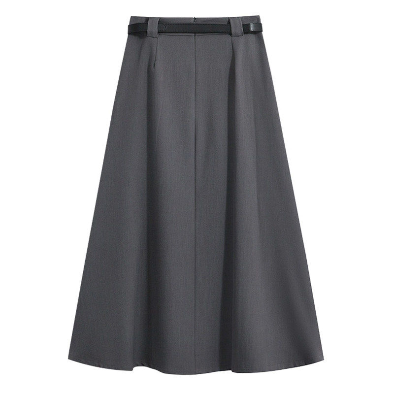 灰色西装半身裙女春夏2025年新款高腰显瘦a字百褶裙垂感中长裙子