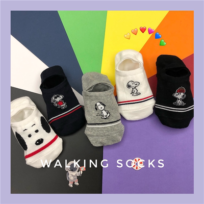5双装ins可爱狗硅胶卡通隐形袜