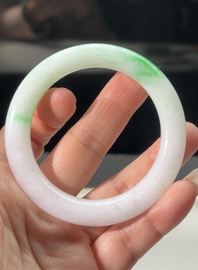 魔法饰 正宗缅料白底翠 翡翠手镯 53圈口