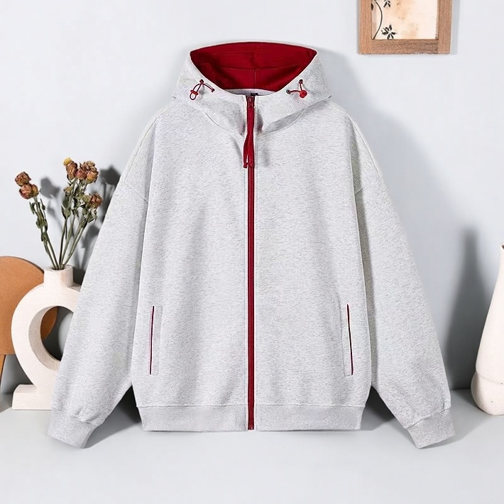 美式撞色拉链开衫卫衣男款秋冬新款青少年潮牌连帽宽松休闲卫衣男