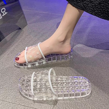时尚家居透明凉拖鞋女2025夏季新款室内防滑洗澡水晶沙滩凉鞋软底