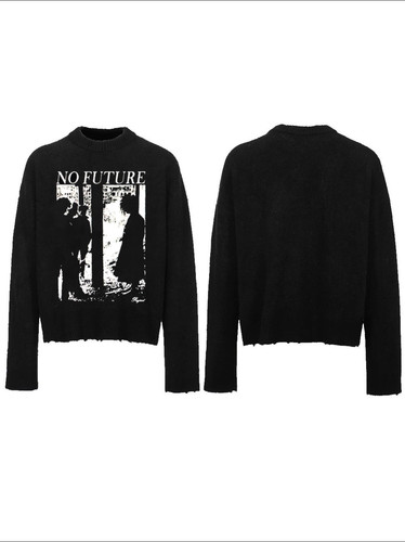 Einsamer Richer/UnSEA “No Future”标语图案慵懒男女同款毛衣
