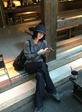 Einsamer Richer 【原创正品】羊毛混纺开衫老钱百搭毛衣miu系