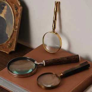进口手持复古欧美式 摆件影视道具 放大镜牛骨手柄书房办公室软装