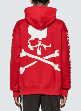 2024秋冬新款红色MASTERMIND WORLD MMJ骷髅头骨印花健康棉连帽衫