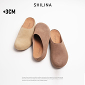 厚底百搭外穿懒人一脚蹬勃肯鞋 真皮厚底包头半拖鞋 女2025新款