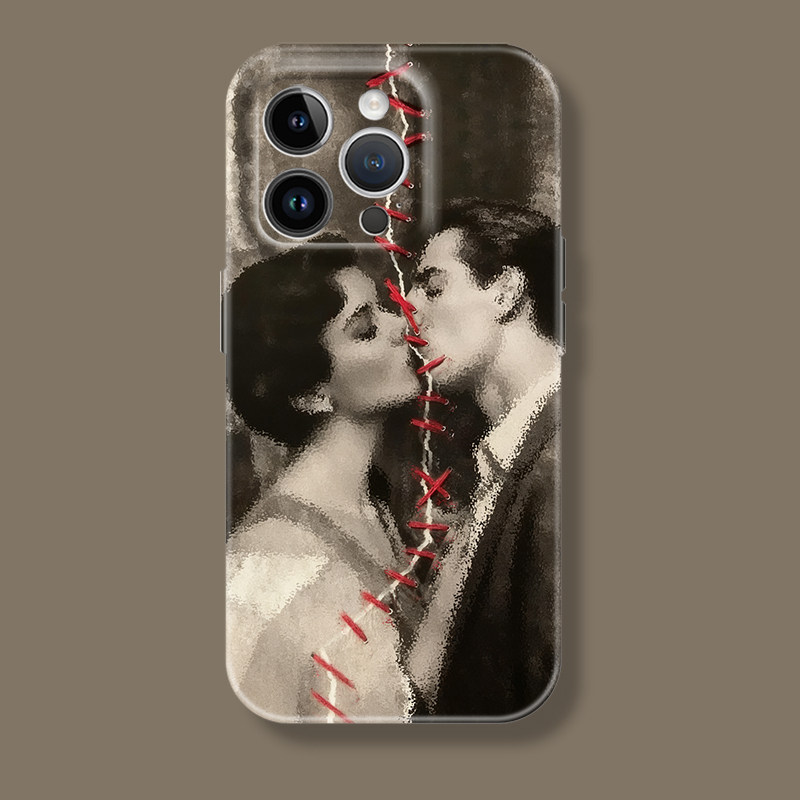 艺术情侣缝纫亲吻创意苹果iphone17promax适用16pro透明15plus/xs/14全包菲林软壳华为小米荣耀13保护手机壳
