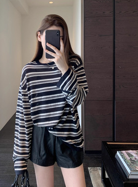 柜上1000+设计感小众显瘦减龄条纹上衣针织衫女25秋冬新款G082306