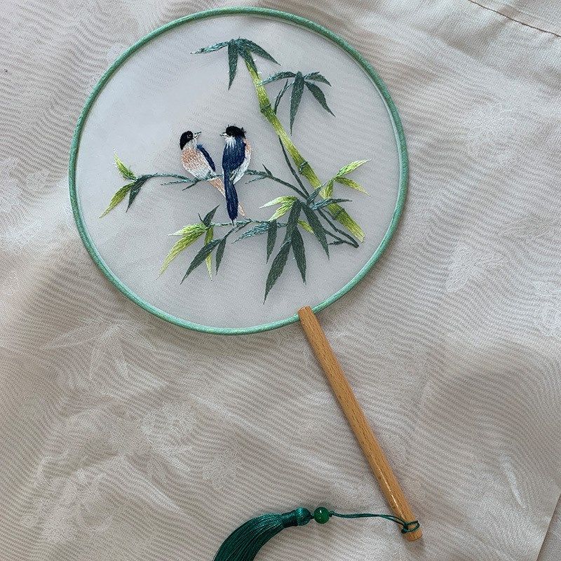 刺绣扇团扇绣古风汉服长柄宫扇机绣圆扇成品宫廷扇真丝旗袍走秀扇,居家日用,扇子,淘宝优惠券,粉丝福利购,淘宝优惠卷