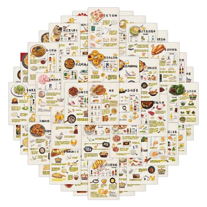 45张手绘食谱卡通贴纸美食菜谱装饰手机壳笔记本水杯素材贴画,文具电教/文化用品/商务用品,贴纸/立体贴纸,淘宝优惠券,粉丝福利购,淘宝优惠卷