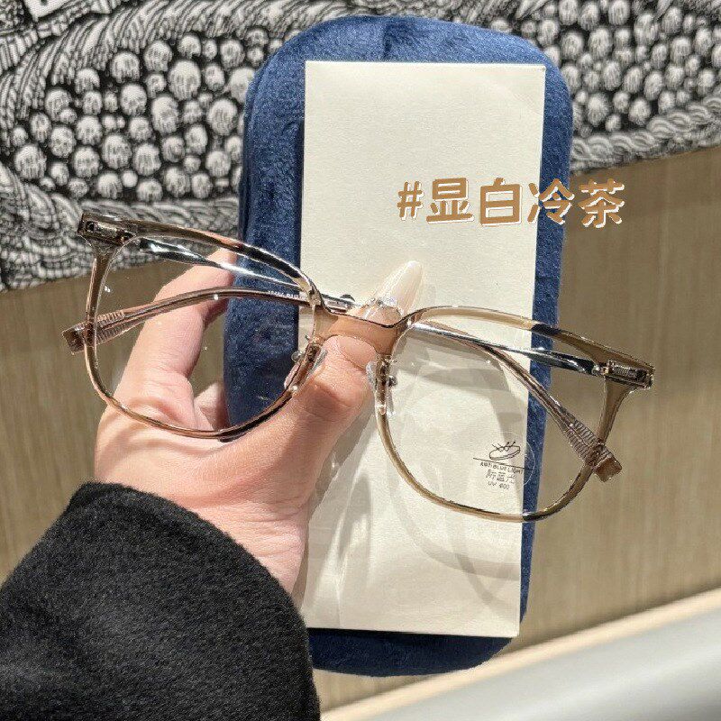 31237超轻TR素颜冷茶镜上脸显白级感黑框眼镜男女可配近视眼睛