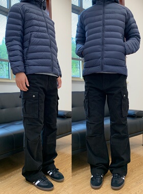 07QWER 秋冬痞帅个性工装裤直筒微喇小A纯棉裤子简约显瘦美式潮女