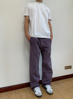 07QWER 美式复古暗紫牛仔裤夏季男高级感裤子直筒宽松显瘦小众女