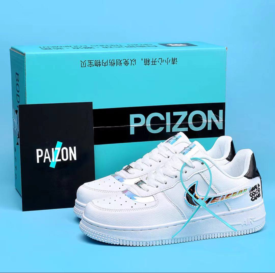 aj正品空军一号男鞋官网电玩像素白镭射联名秋低帮板鞋休闲小白鞋