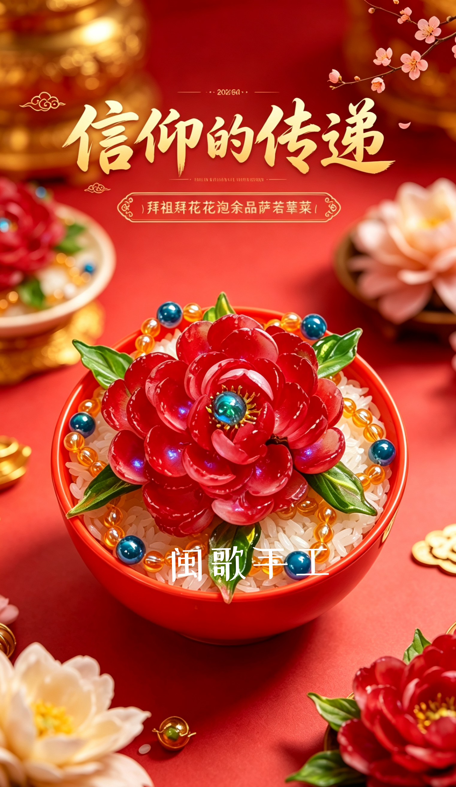 闽歌手工串珠diy南方拜妈祖手工琉璃玻璃牡丹花瓣斋菜花材料包