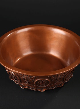 紫铜仿古聚宝盆工艺品家居招财摆件仿古店铺开业乔迁礼品