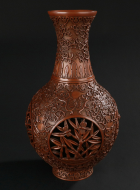 紫铜花瓶家居摆件云龙瓶梅兰竹菊四季花瓶商务开业乔迁礼品