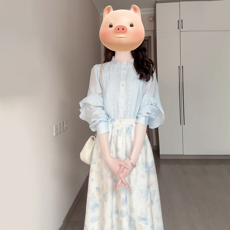 2025新款法式温柔风碎花连衣裙子女早春装气质衬衫穿搭配套装长裙