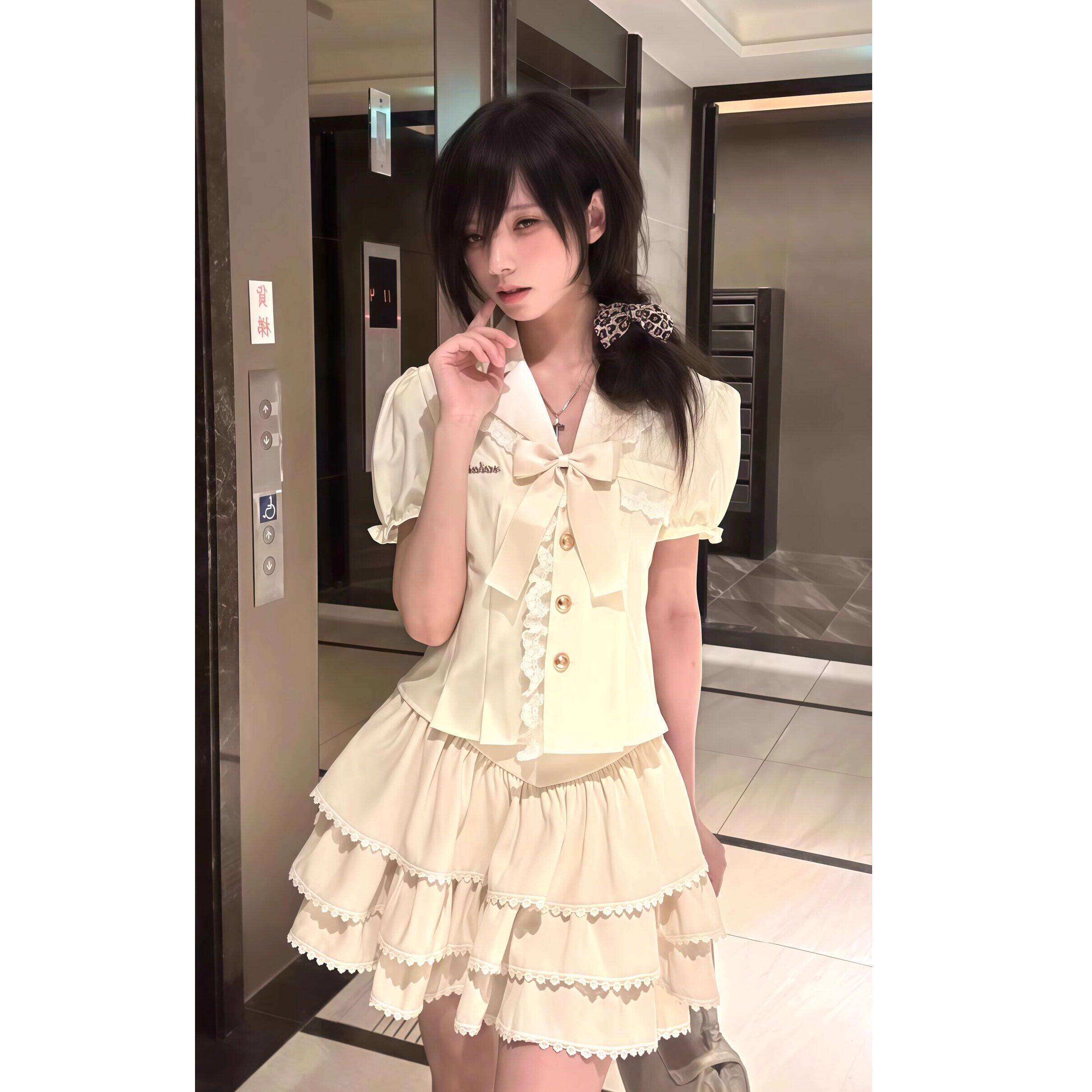 奶油蛋糕裙两件式洋装女夏日绝美小裙子甜妹套装小个子可爱短裙