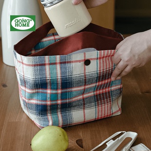 便当饭盒袋手提便当包饭盒包手提袋零食包菜篮子包老粗布手提小包