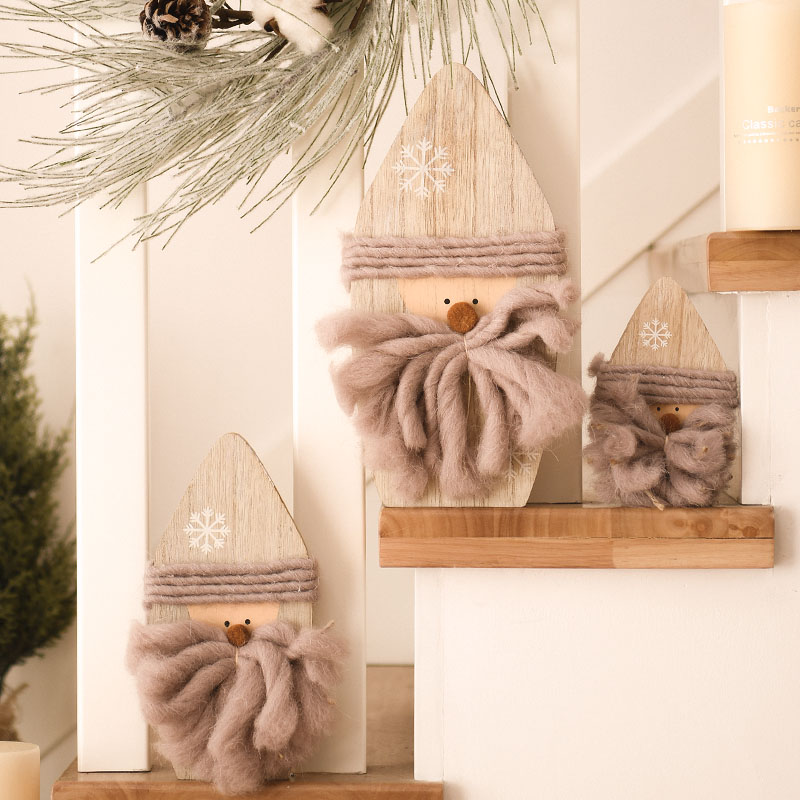 北欧复古风木质圣诞老人挂饰摆件