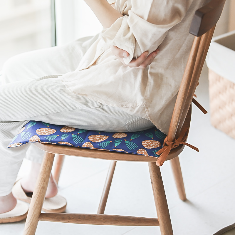 全棉布艺薄款四季通用座垫餐椅垫