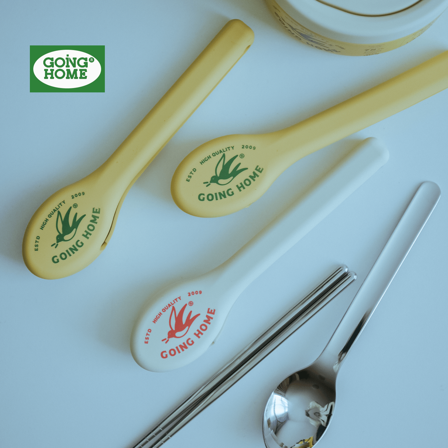 原创不锈钢筷子勺子套装食品级便携餐具上班学生一人用硅胶收纳盒