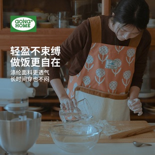 围裙高级感年轻款 女士厨房专用可拆卸擦手烘焙面包店免系带防泼水