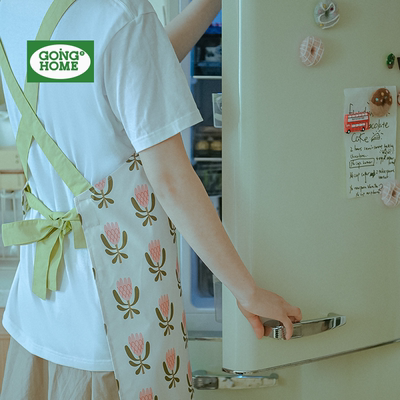 防水防油的围裙厨房用新款夏季薄款女式炒菜煮饭田园风可调节肩带