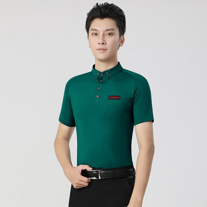丹宝罗男士舞蹈服短袖衬衣领显