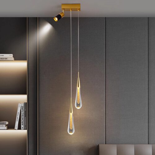 轻奢床头水晶射灯蝴蝶小吊灯